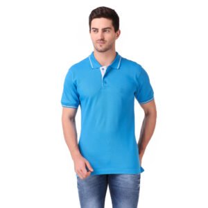 Men White Polo T-Shirt with Tipping