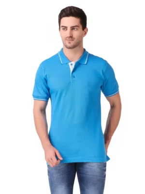 Men White Polo T-Shirt with Tipping