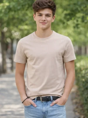 Beige Color Superior Cotton Lycra T-Shirt