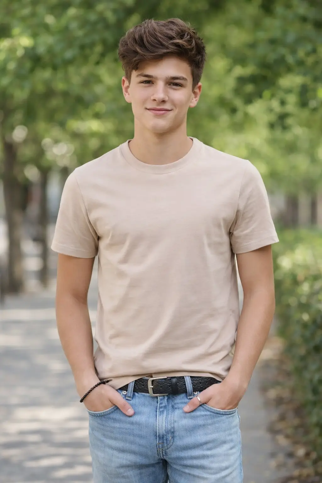 Beige Color Superior Cotton Lycra T-Shirt