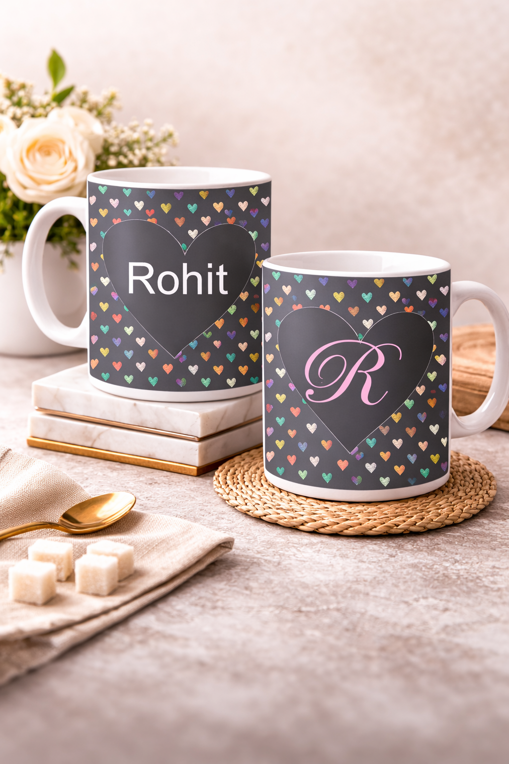 Full Of Hearts Mug with Name & Initials
