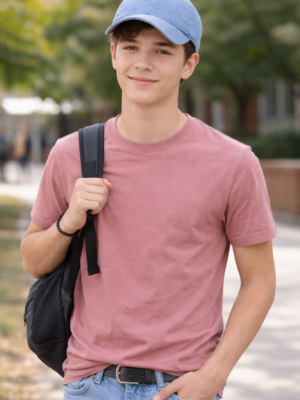 Onion Color Round Neck Fine Cotton Lycra T-Shirt