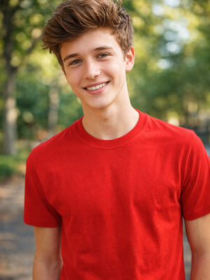 Round Neck Red Color Superior Cotton Lycra T-Shirt