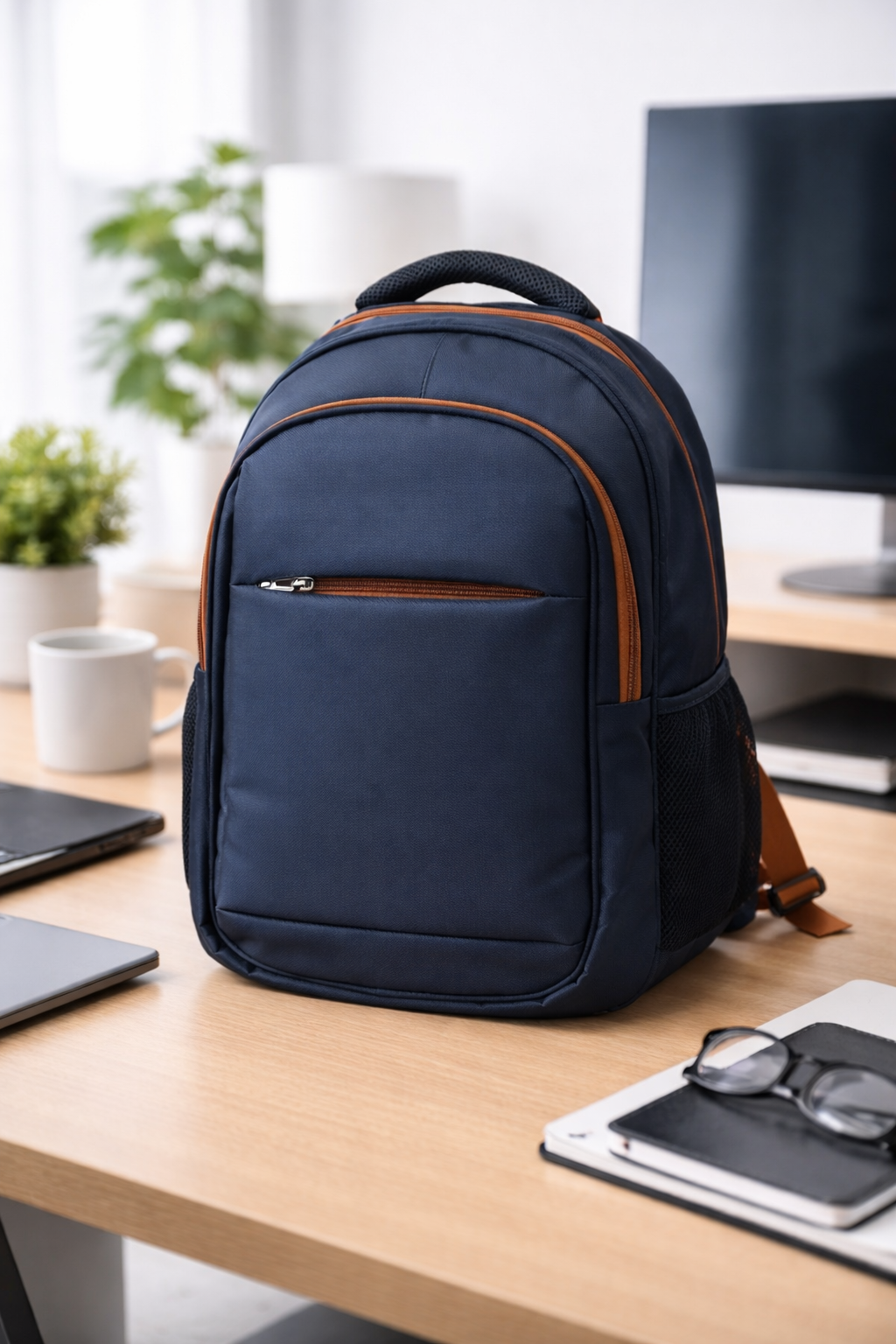 Navy Blue Laptop Pithoo Bag Best for Students and Office Goers - Image 2