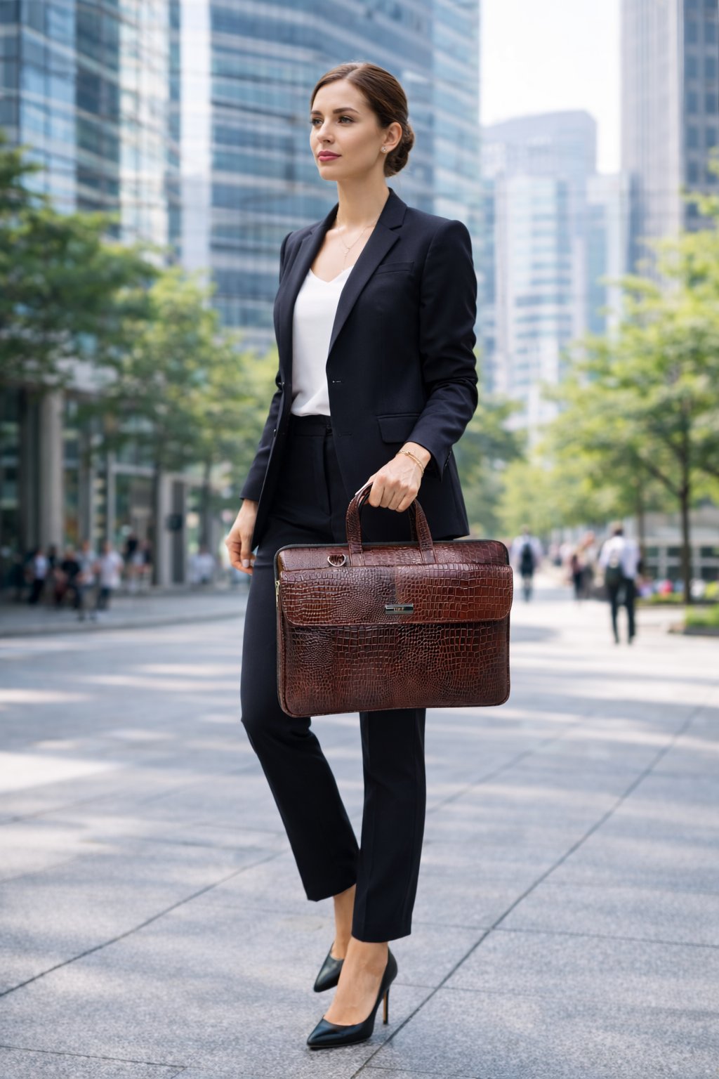 Slim faux Leather Brown color Laptop Bag - Image 2