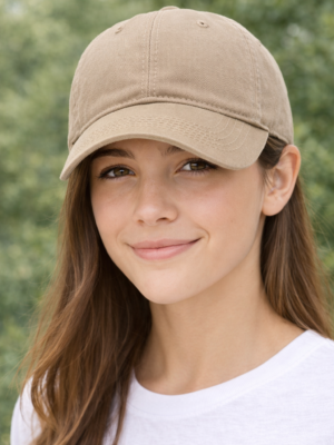 Beige Color 6 Panel 100% Cotton Fabric Cap