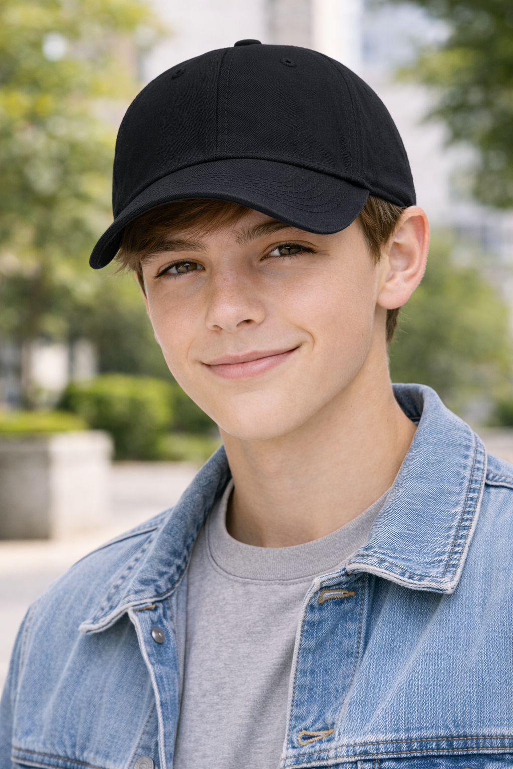 Black 100% Cotton Brushed fabric 6 Panel Premium Cap