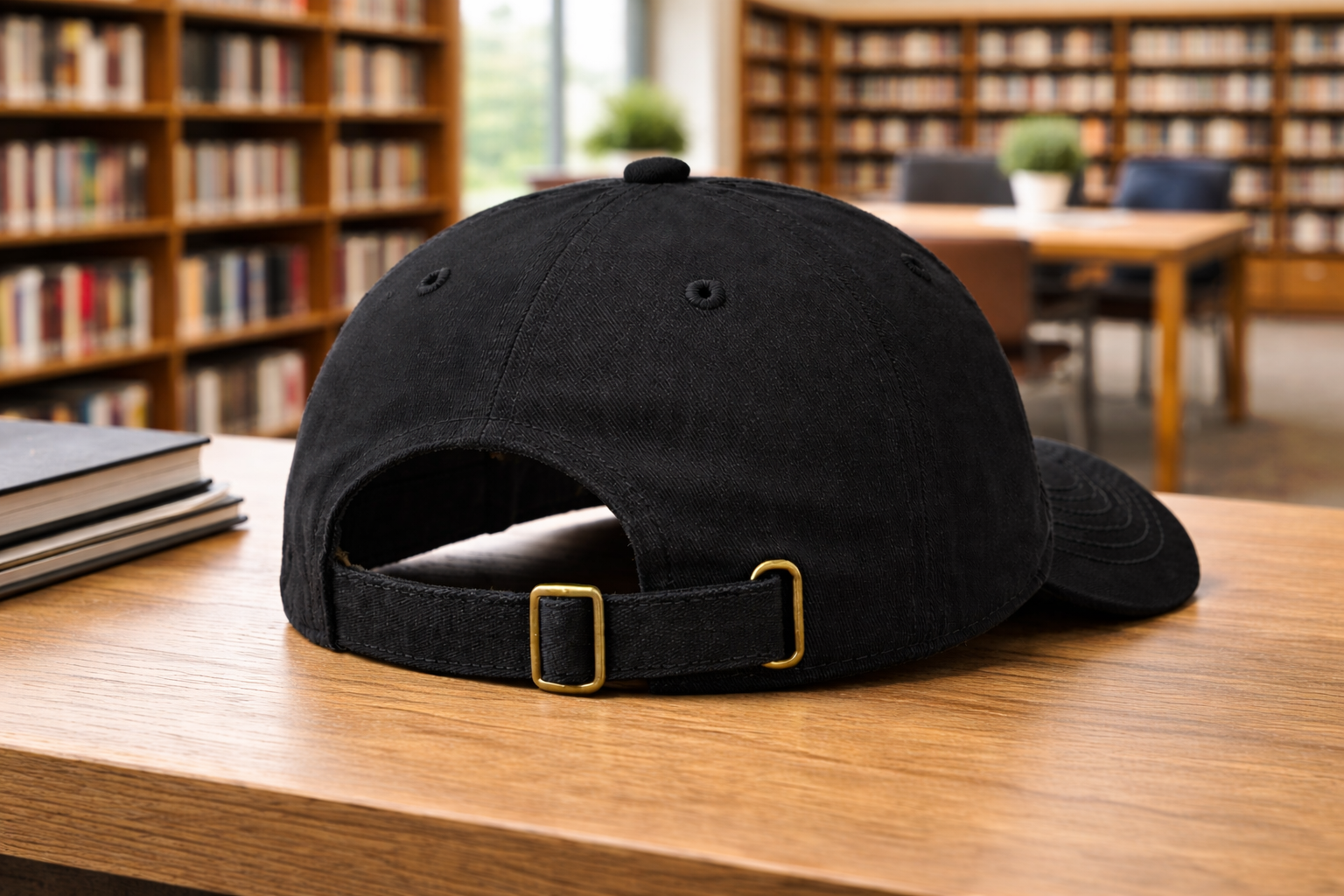 Black 100% Cotton Brushed fabric 6 Panel Premium Cap - Image 3