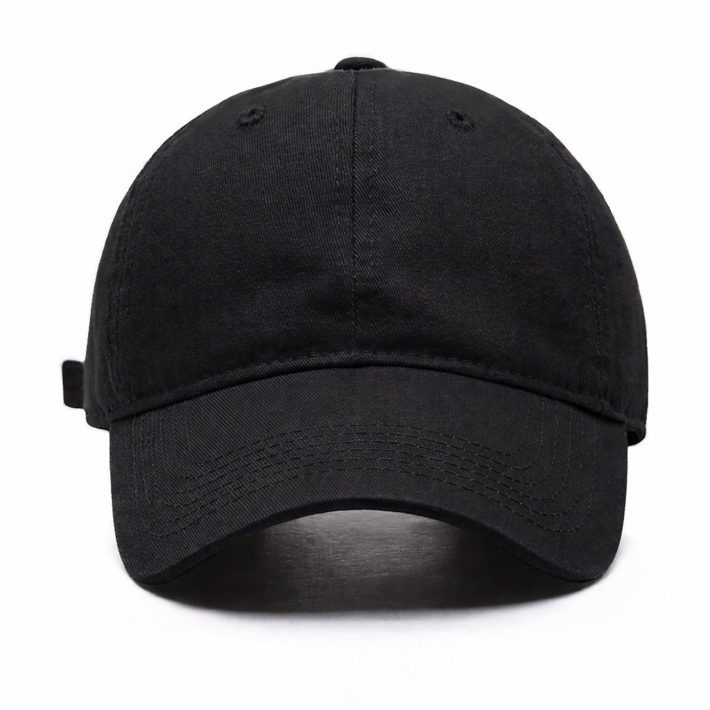 Black 100% Cotton Brushed fabric 6 Panel Premium Cap - Image 4