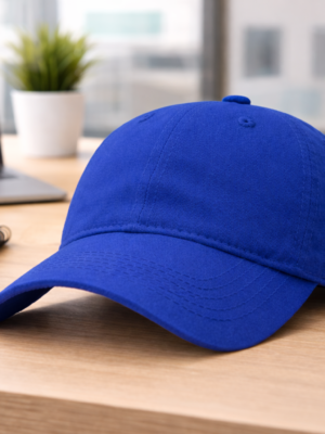 Royal Blue 100% Cotton With Brushed Effect 6 Panel Cap