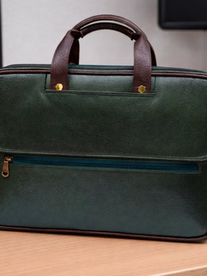Green Color Multi Compartment Leather Bag