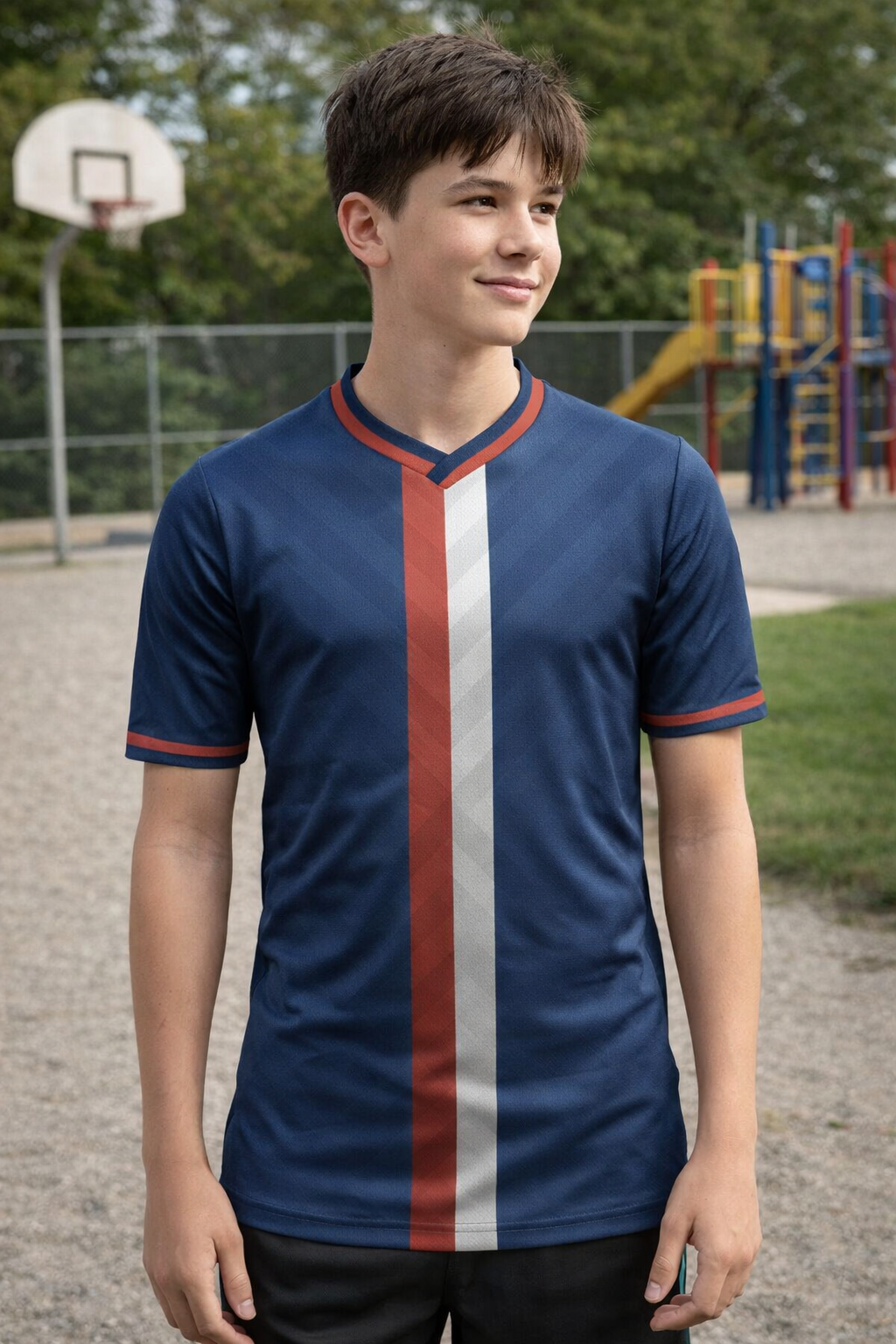 Sports Full Sublimation T-shirt In N Blue with red & White Combination can be Personalized By name & Number