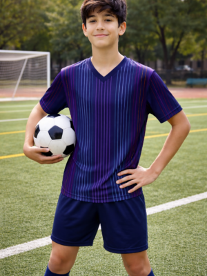 Dark Blue Base with Multi color Stripe T-Shirt in Polyester Dry Fit Fabric & These can be Personalized by Name & Number