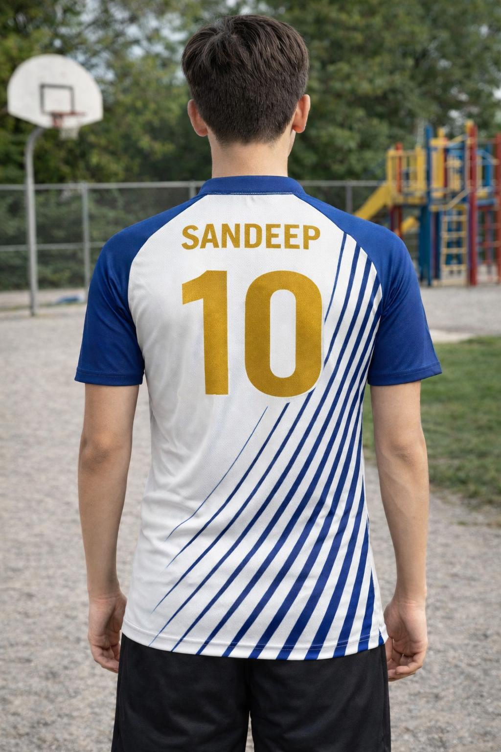Sports Jersey in blue Haven design in 100% Polyester Dry Fit Fabric & it can be Personalized by Name & Number - Image 2