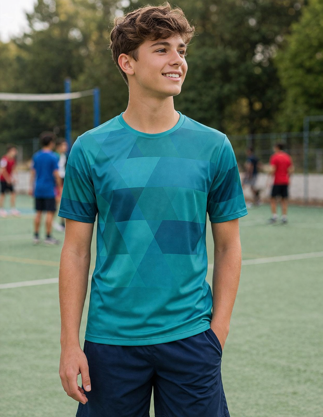 100% Polyester Dry Fit T-Shirt in Dark green Pattern Design & it can be Personalized By Name & Number