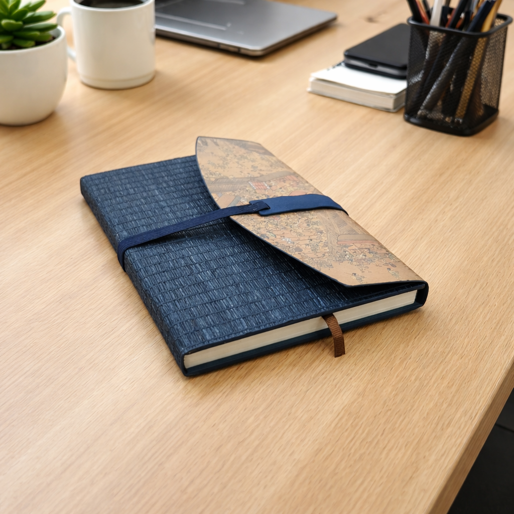 A5 Size Notebook in Navy Blue Jute Cover - Image 2