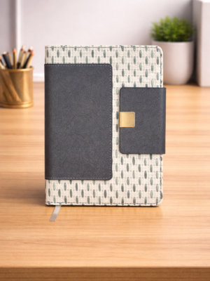 A5 Size Notebook With a Jute & PU Cover In Gray Color