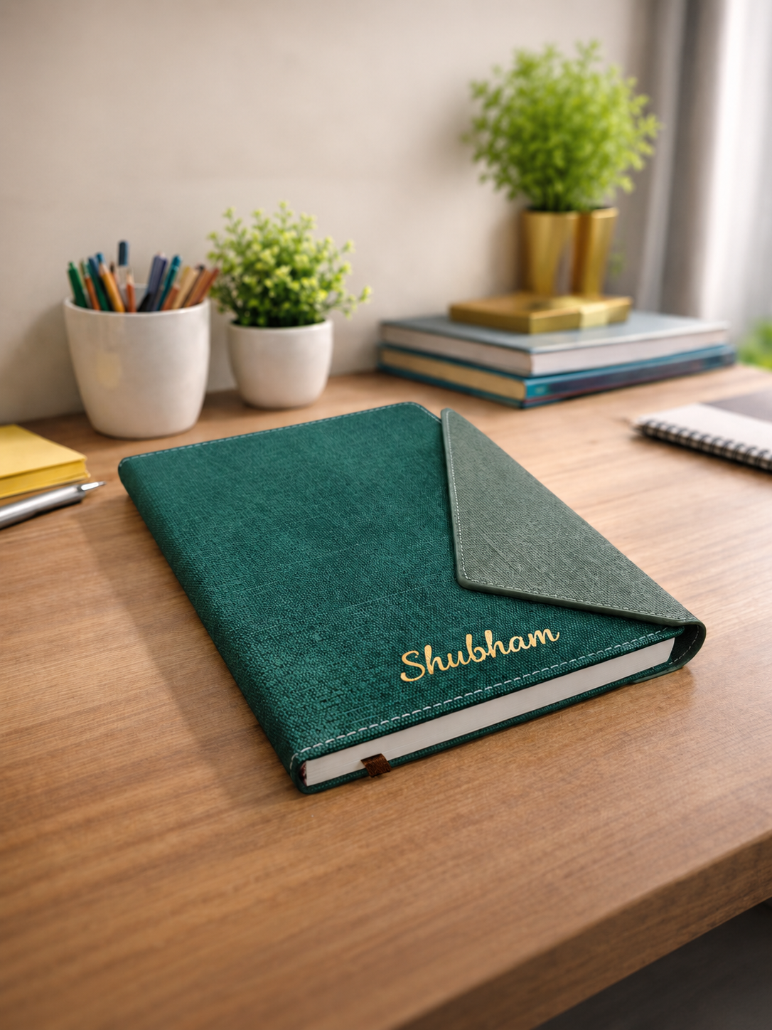 Designer A5 Size Notebook in Dark Green Color - Image 3
