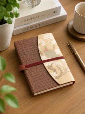 A5 Size Notebook with Jute & PU Cover in Brown Color