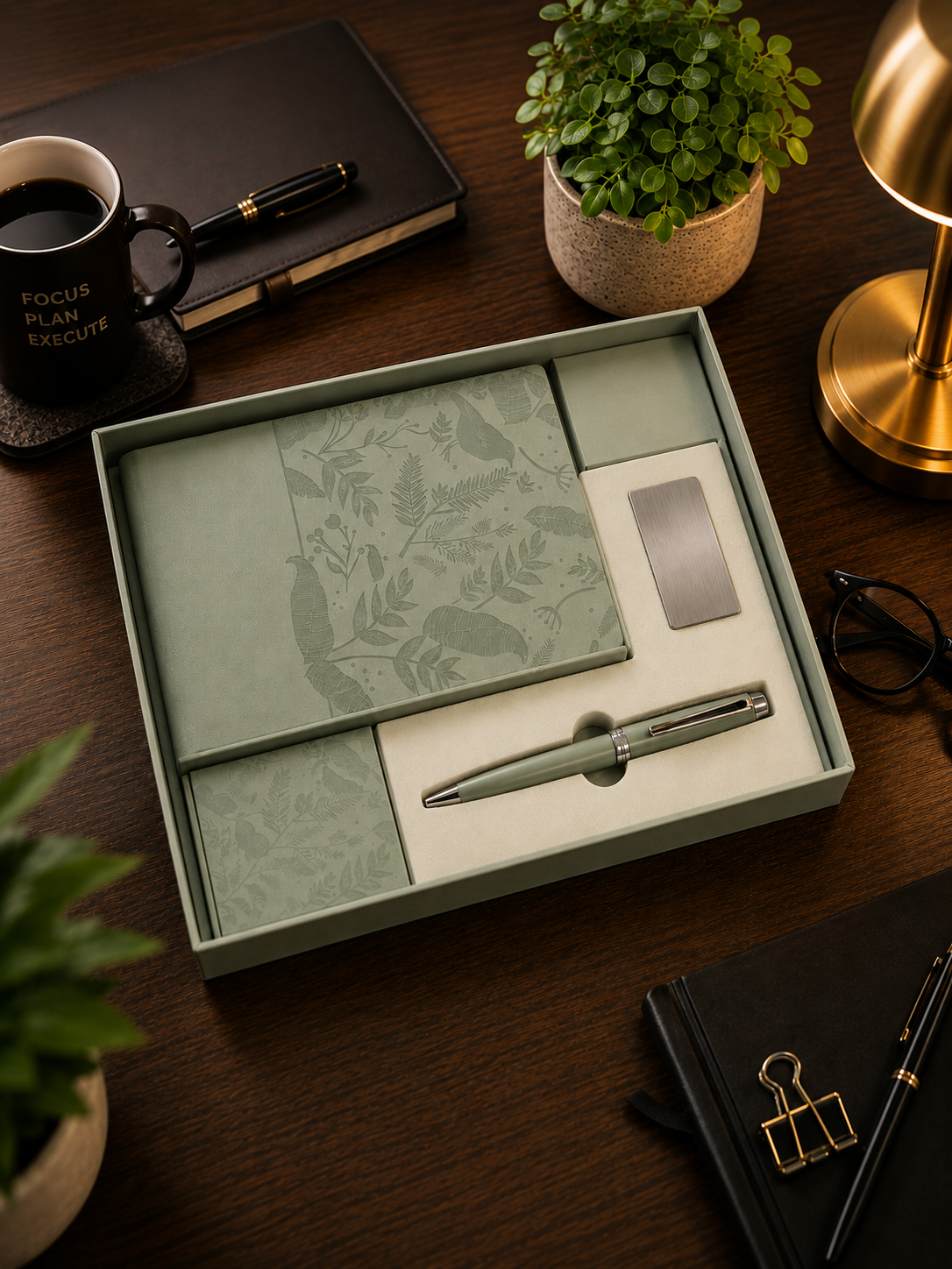 Premium Sea Green Executive Notebook & Pen Gift Set | Personalized Corporate Gift