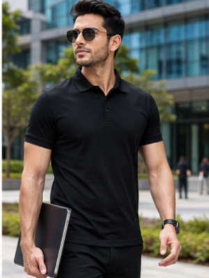 Premium Black SAP Matte Polyester Polo T-Shirt