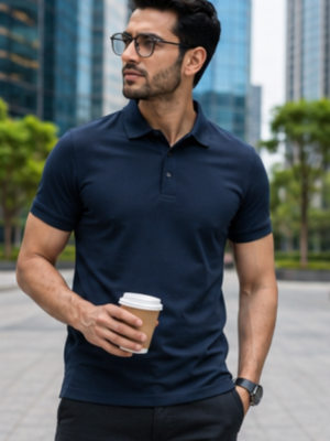 Premium True Navy SAP Matte Polyester Polo T-Shirt
