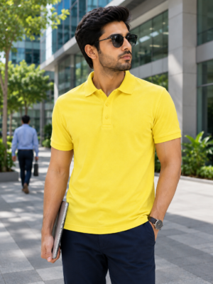 Solid Sunflower Yellow Cotton Polo T-Shirt