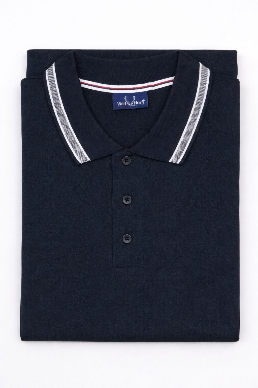 Premium Navy Blue 100% Cotton Polo T-Shirt with Grey Jacquard Collar & Sleeve Rib | Corporate Polo T-Shirt - Image 2