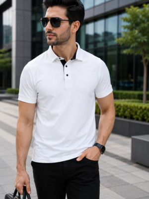 Premium White SAP Matte Polyester Polo T-Shirt