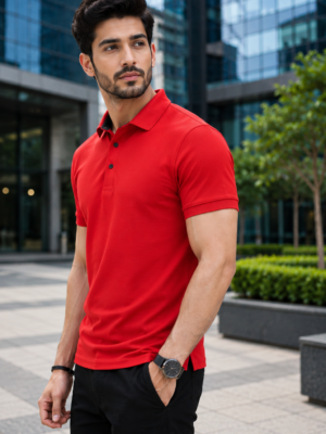 Premium Red SAP Matte Polyester Polo T-Shirt