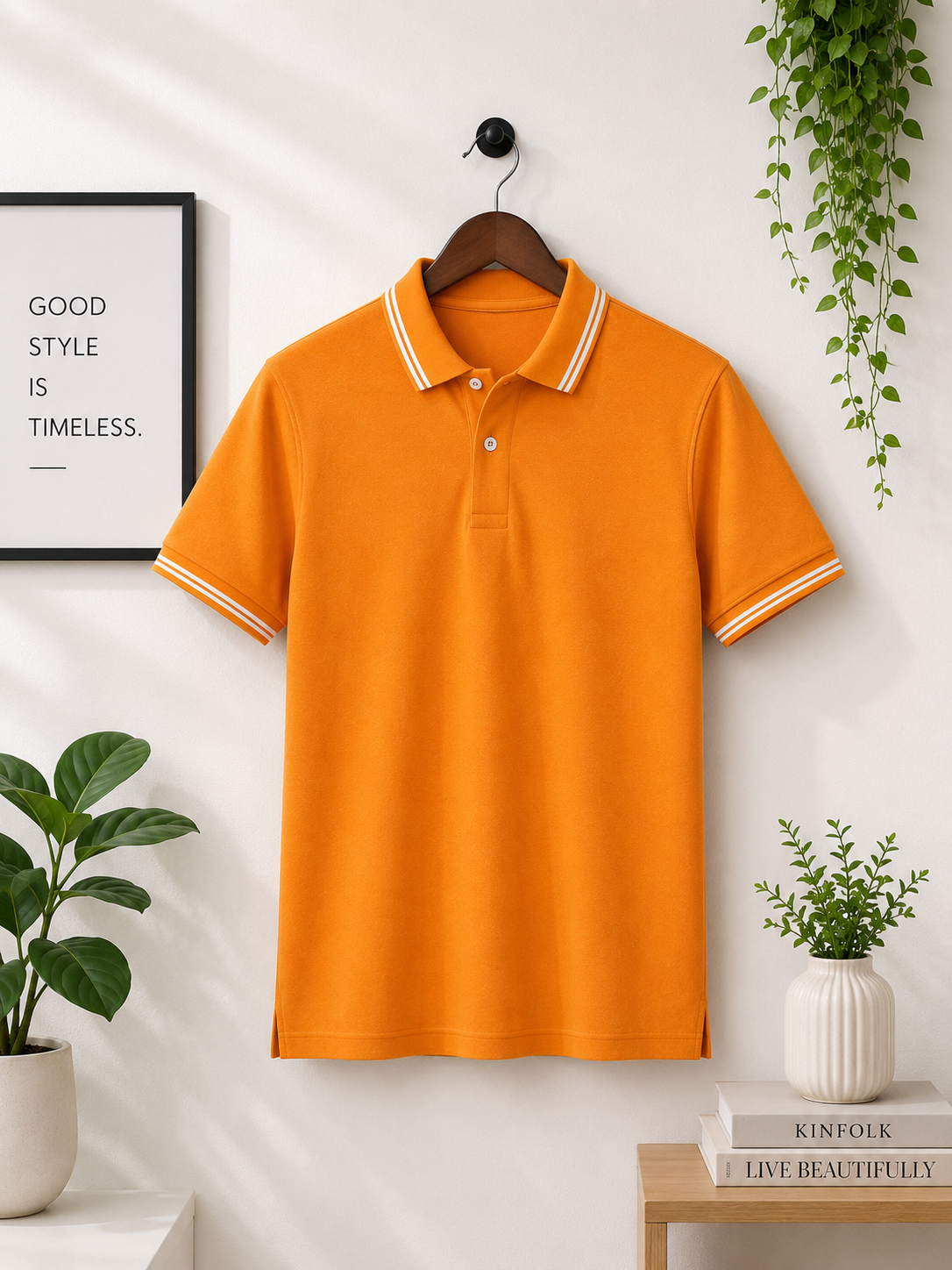 100% Cotton Light Orange Polo T-Shirt with White Double Tipping | Premium Corporate Polo T-Shirt - Image 2