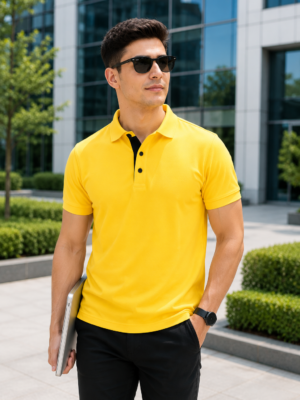 Premium Yellow SAP Matte Polyester Polo T-Shirt
