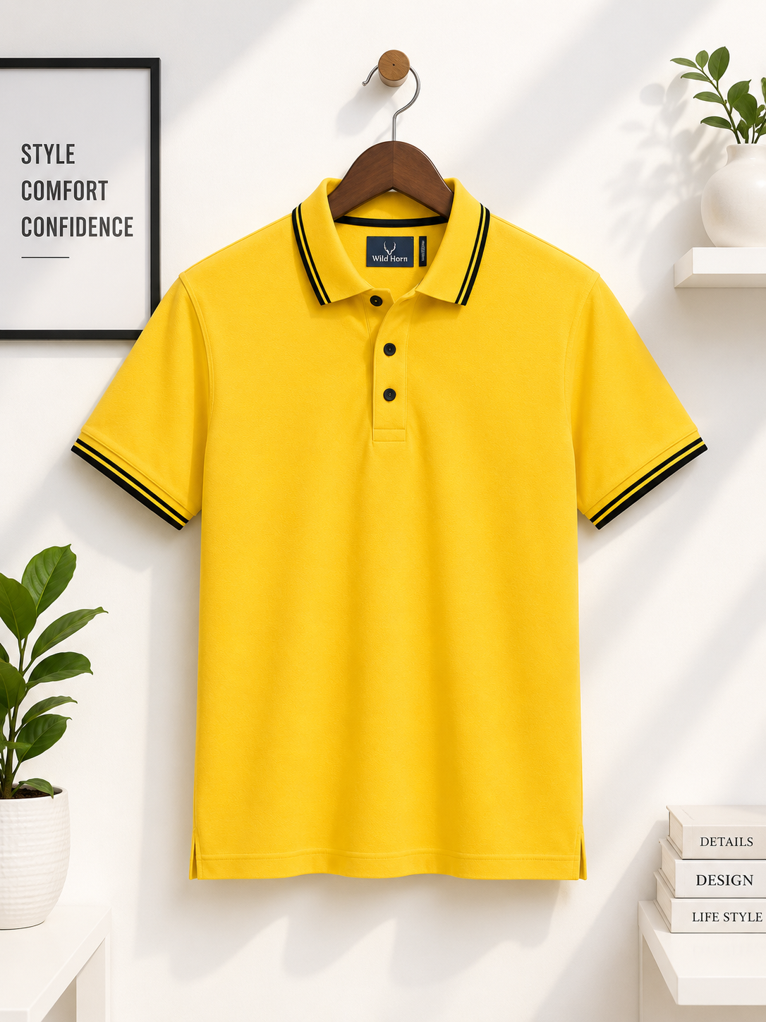 100% Cotton Yellow Polo T-Shirt with Black Double Tipping | Premium Corporate Polo T-Shirt - Image 2