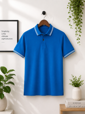 100% Cotton Royal Blue Polo T-Shirt with White Double Tipping | Premium Corporate Polo T-Shirt