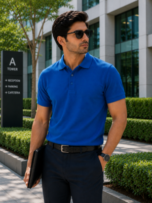 Solid Turquoise Blue Cotton Polo T-Shirt