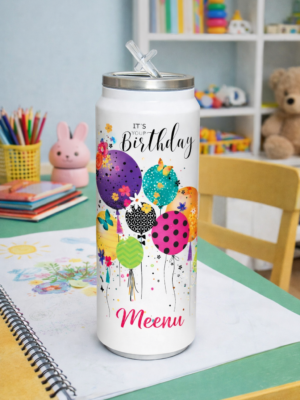 Personalized Can-Shaped Water Bottle 500 ml with Straw Custom Name Stainless Steel Bottle