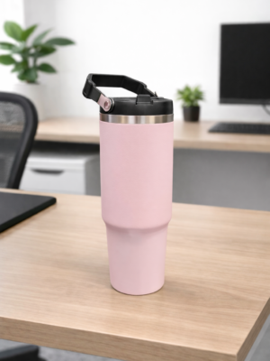 Personalized Insulated Travel Tumbler 900 ml with Handle and Flip Straw Lid