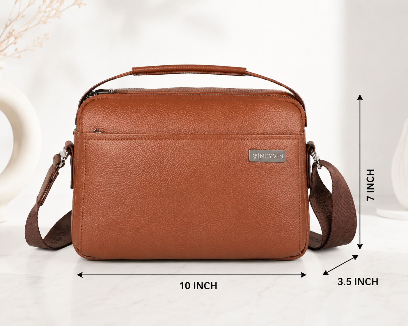 Brown Ladies Sling Bag 10 x 7 x 3.5 Inches