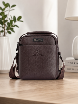 Brown PU Leather Messenger Sling Bag