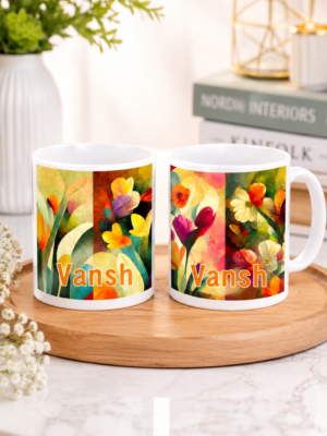 Personalized Floral Name Mug with Custom Name Printing