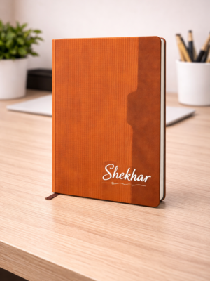 Personalized A5 Tan Brown Executive Notebook with custom name engraving