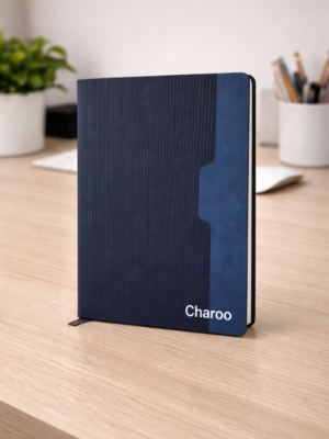 Personalized A5 Navy Blue Executive Notebook with custom name printing