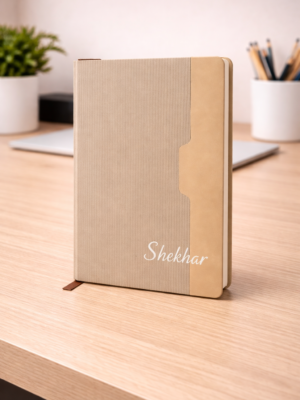 Personalized A5 Beige Executive Notebook with custom name printing