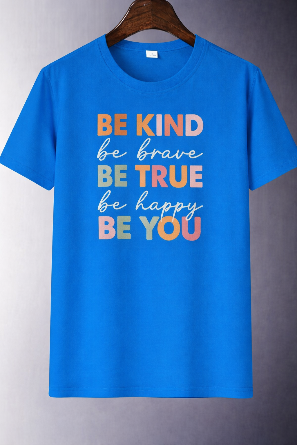 Premium royal blue motivational cotton lycra round neck t-shirt for men in 200 GSM fabric