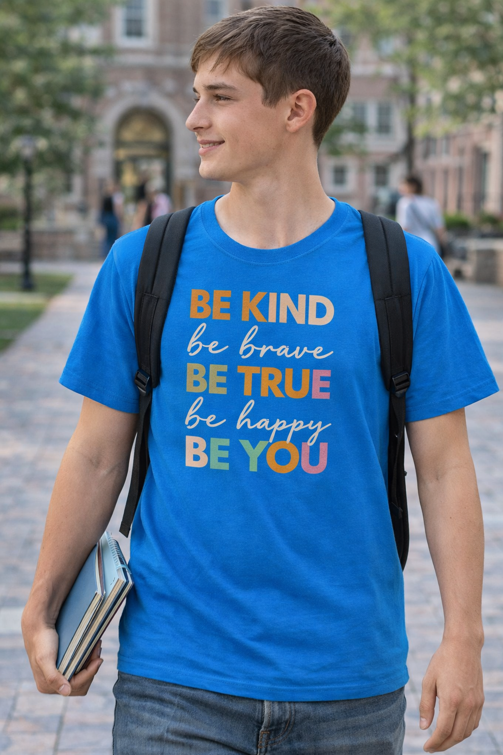 Premium royal blue motivational cotton lycra round neck t-shirt for men in 200 GSM fabric