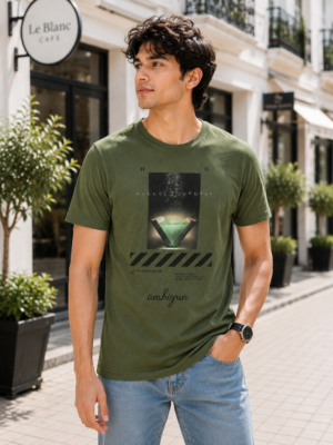 Bronze Green Cotton Graphic Printed T-Shirt for Men