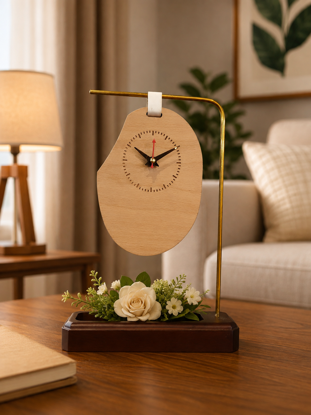 Personalized Wooden Hanging Table Clock with Name Engraving