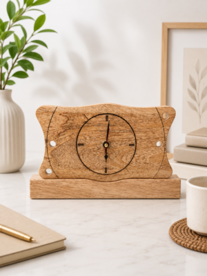 Personalized Wooden Rectangular Table Clock with engraved name