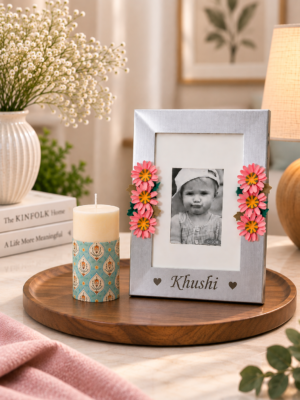 Personalized Aluminium Photo Frame Candle Gift Set