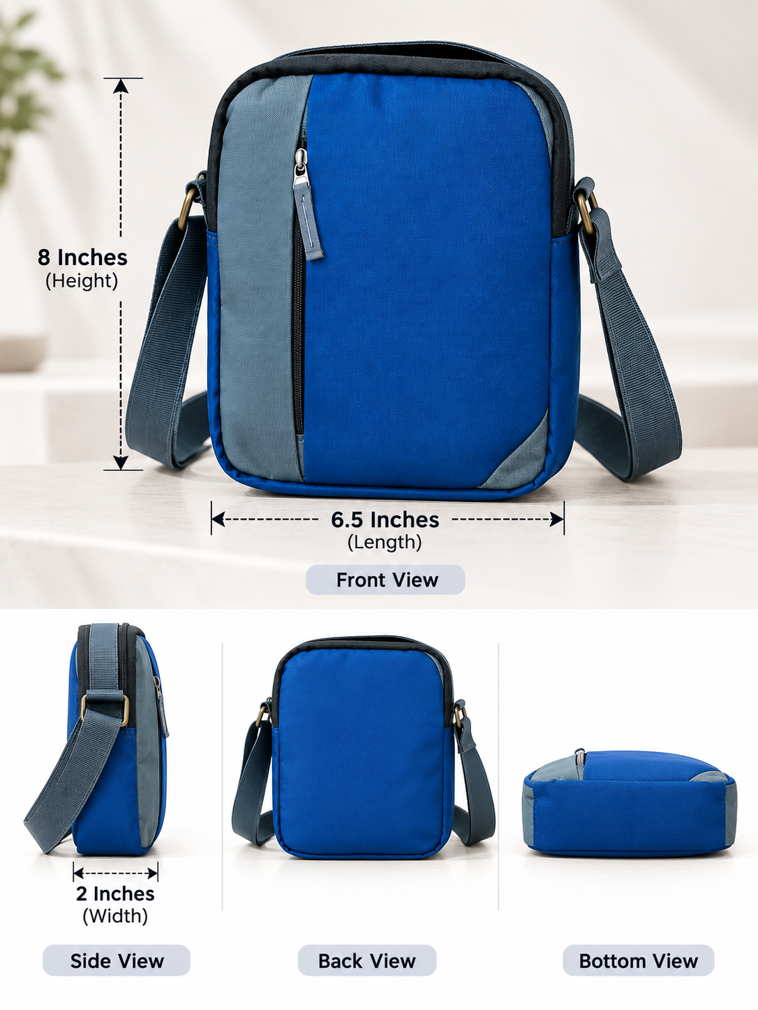 Personalized Compact Travel Side Bag Size